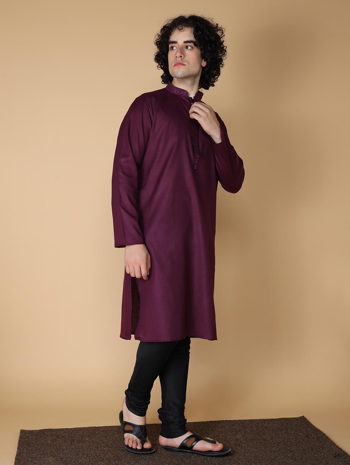 purple embroidered kurta pyjama set - 19955354 -  Standard Image - 1