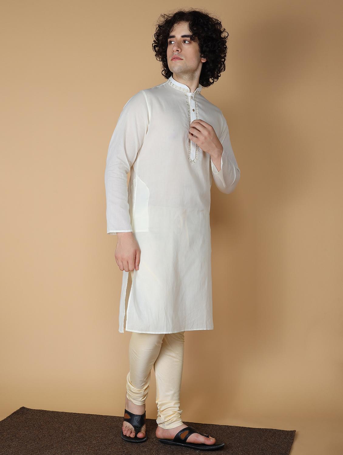 off-white embroidered kurta pyjama set - 19955396 -  Standard Image - 1