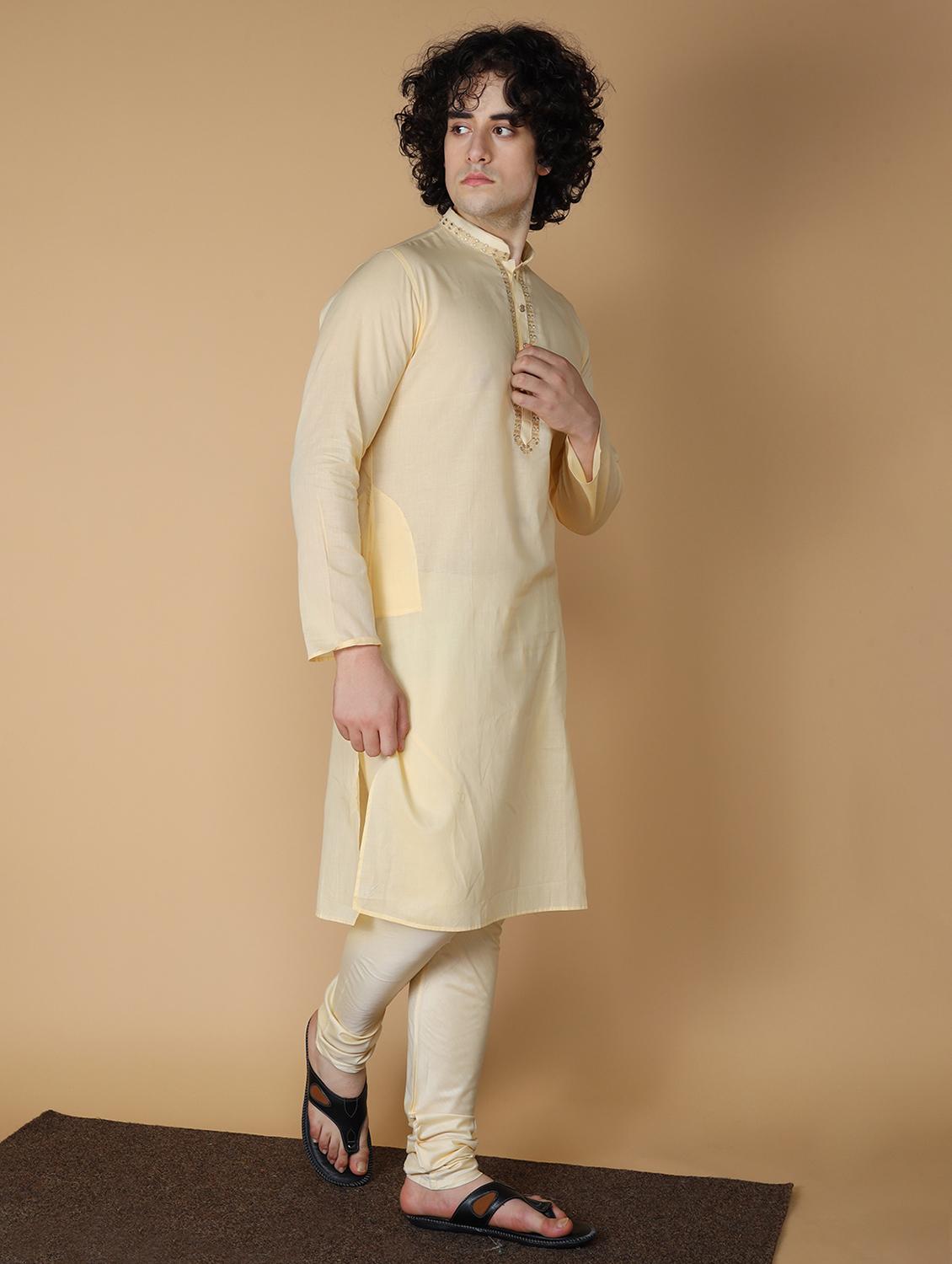 cream embroidered kurta pyjama set - 19955397 -  Standard Image - 1