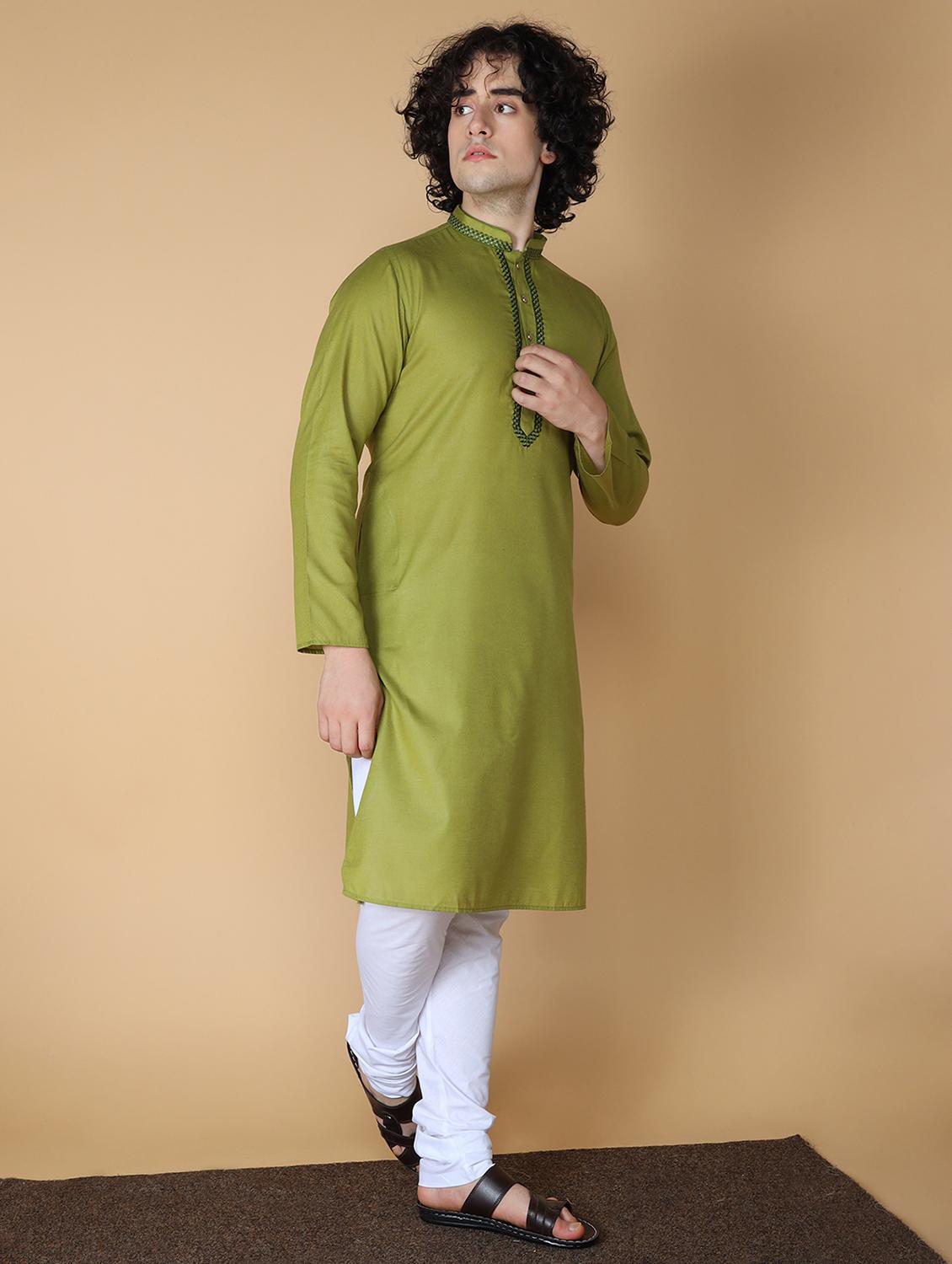 light green embroidered kurta pyjama set - 19955402 - Standard Image - 1