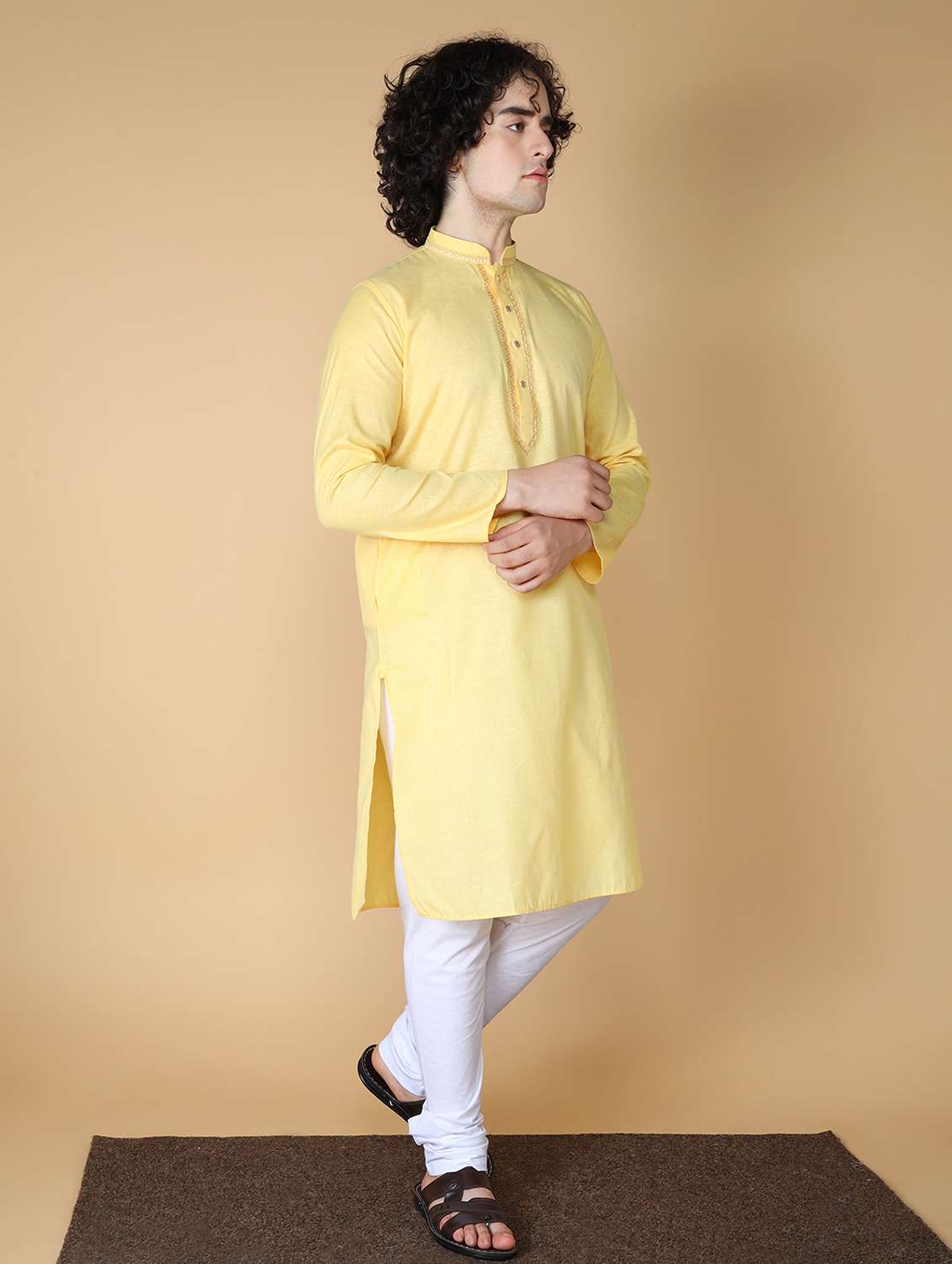 yellow embroidered kurta pyjama set - 19955415 - Standard Image - 1