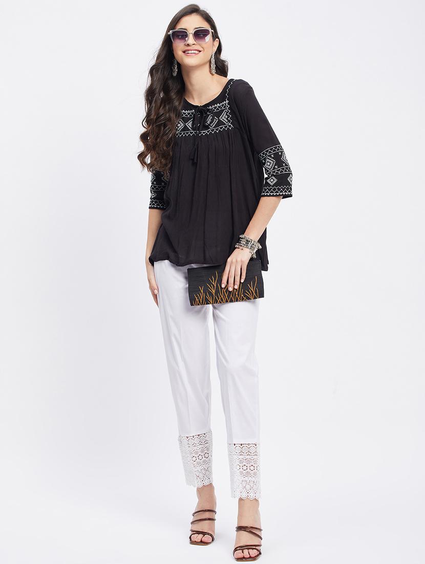 white solid mid rise ankle length trouser - 19956185 - Standard Image - 4