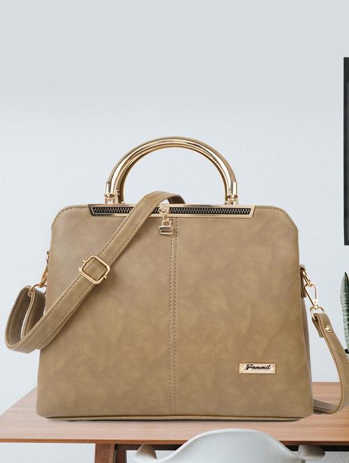 beige solid handbag - 19956581 - Standard Image - 0