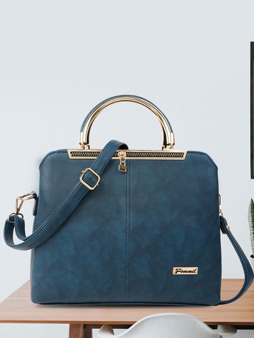 blue solid handbag - 19956583 - Standard Image - 0