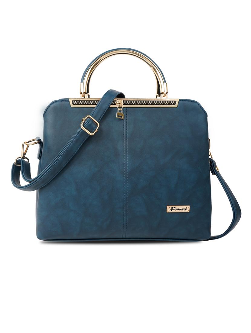 blue solid handbag - 19956583 - Standard Image - 4