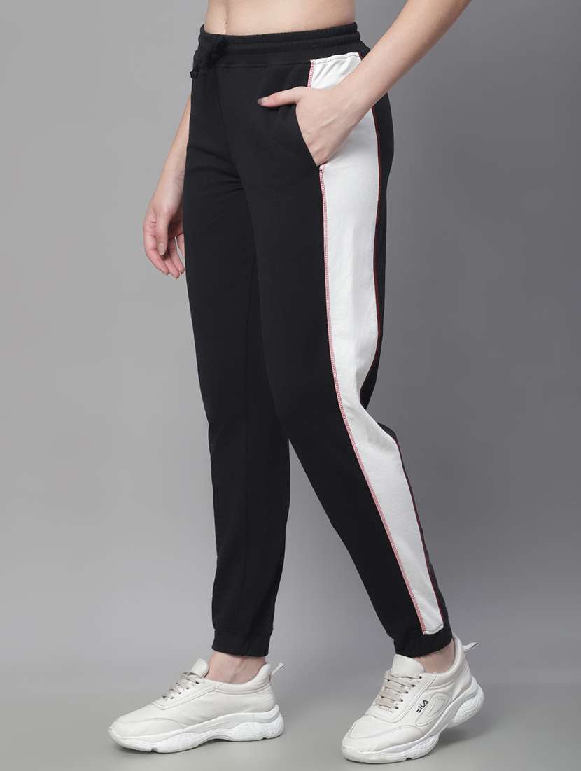 Black Cotton Blend Track Pants - 19956629 -  Standard Image - 1