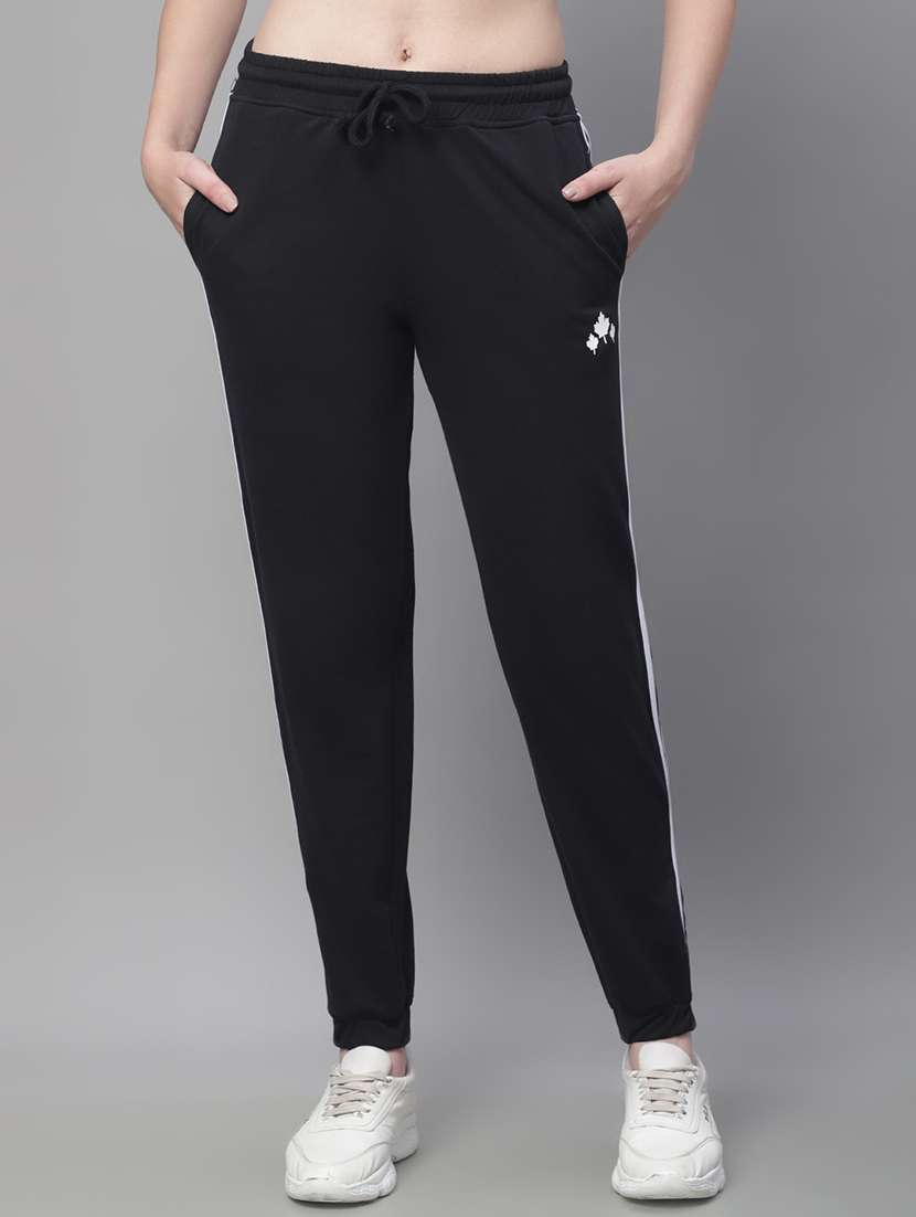black cotton blend track pants