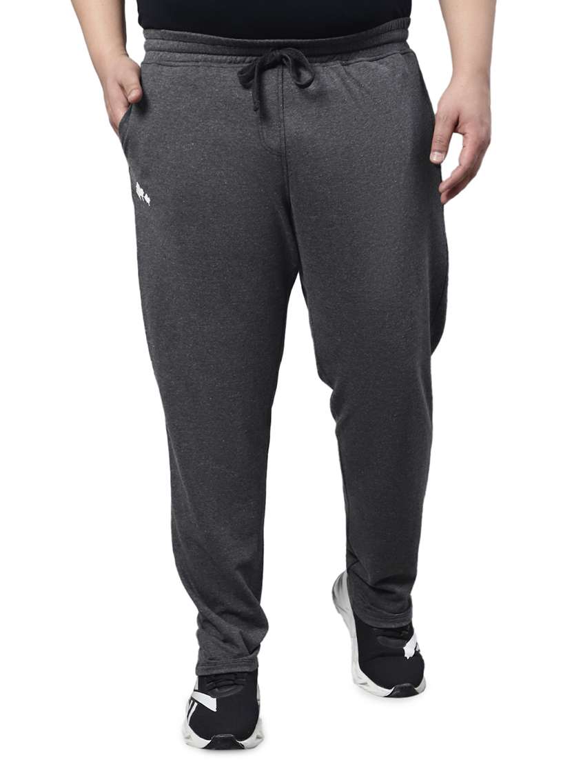 solid cotton blend full length track pant