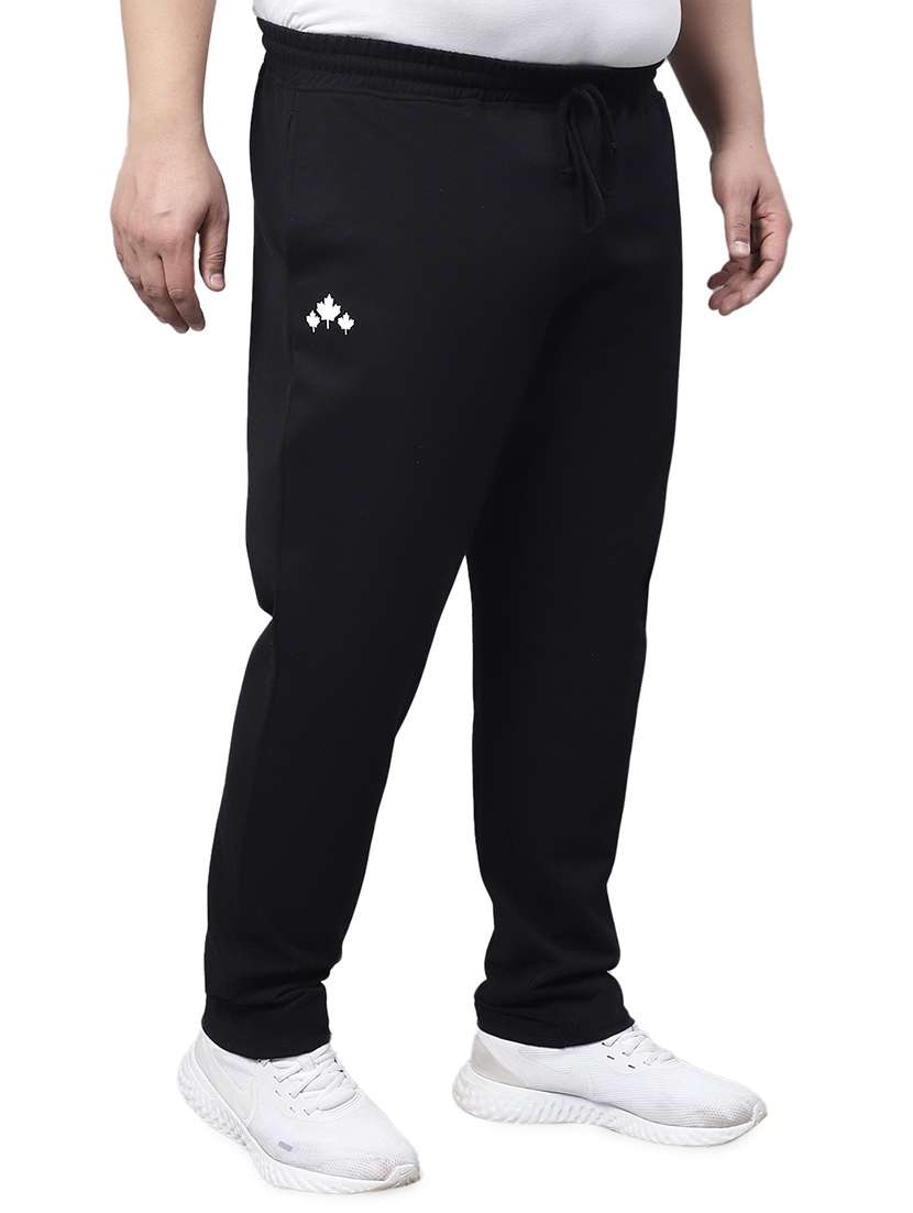 solid cotton blend full length track pant
