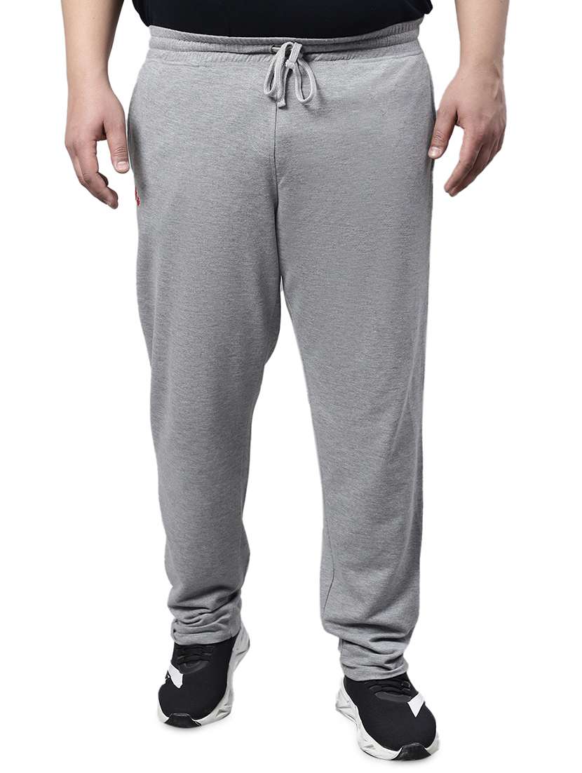 solid cotton blend full length track pant