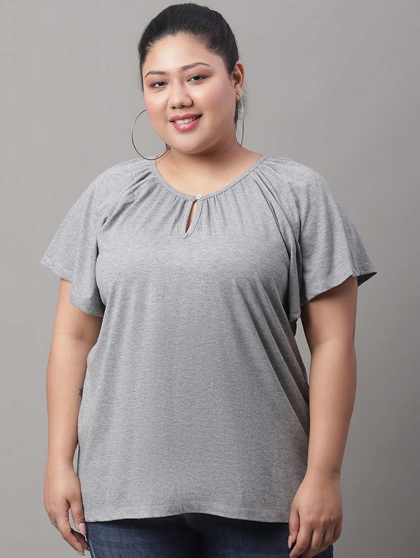 women's straight key hole neck top