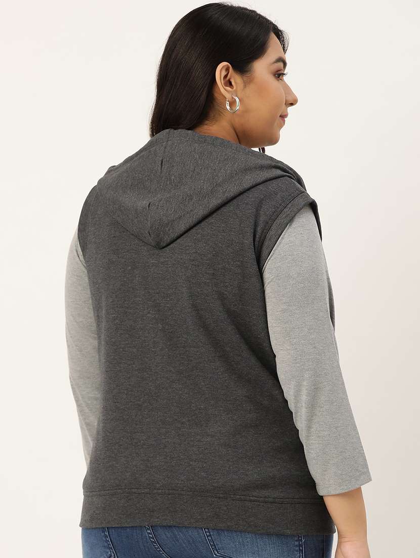 women plain hooded plus size sweatshirt - 19957180 -  Standard Image - 1