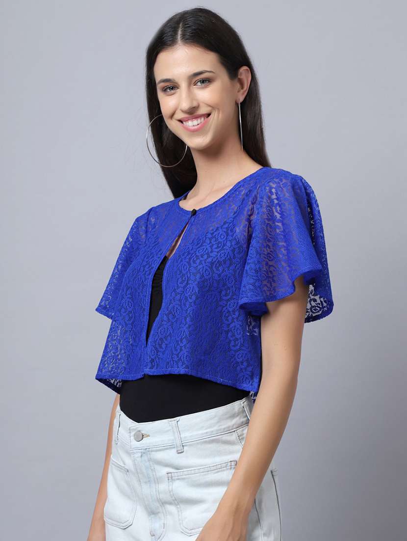 blue lace short sleeve shrug - 19957191 -  Standard Image - 1
