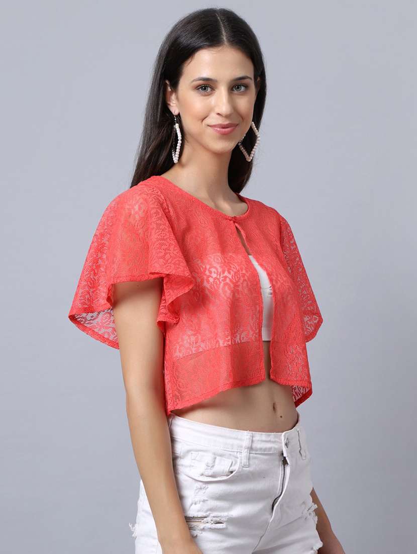 Pink Lace Short Sleeve Shrug - 19957196 -  Standard Image - 1