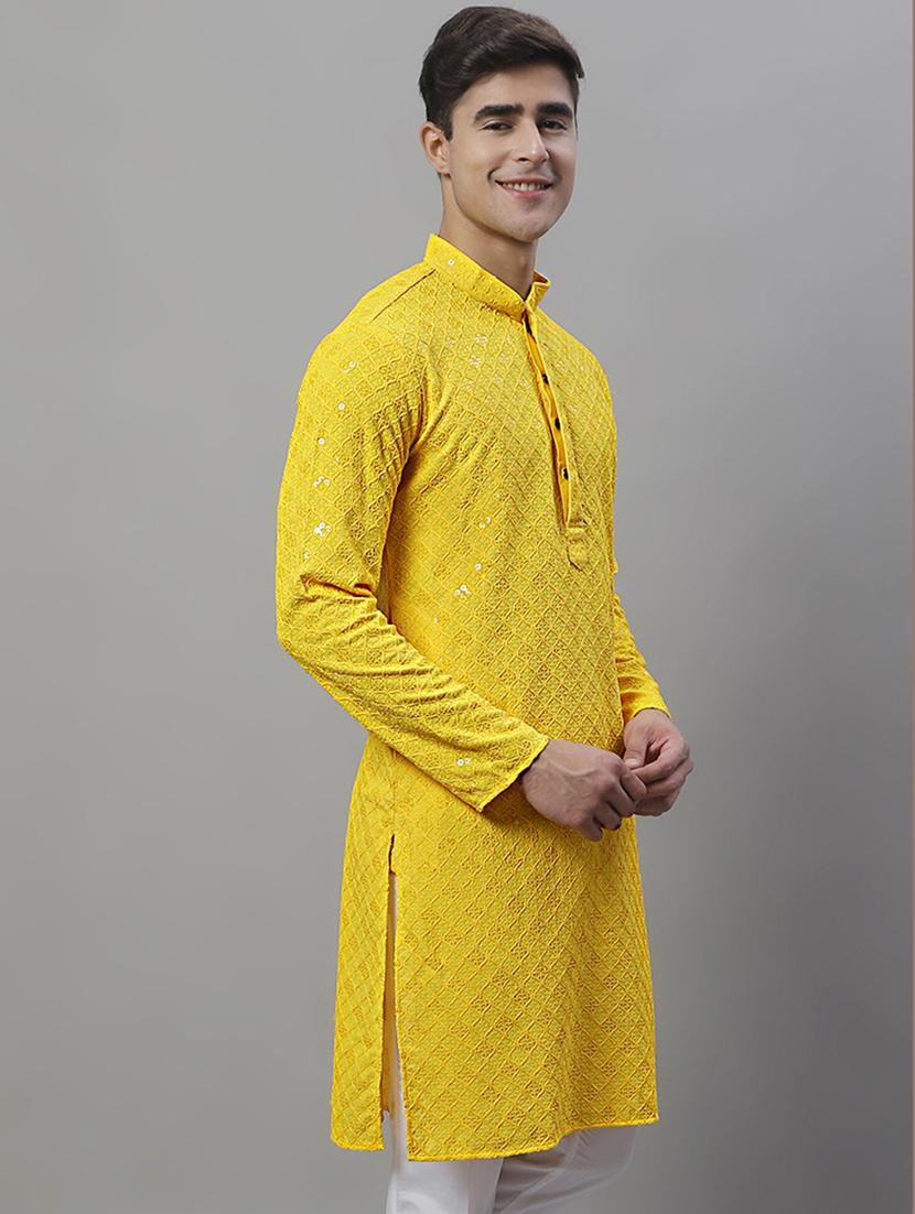 men's embroidered cotton kurta - 19957250 -  Standard Image - 1