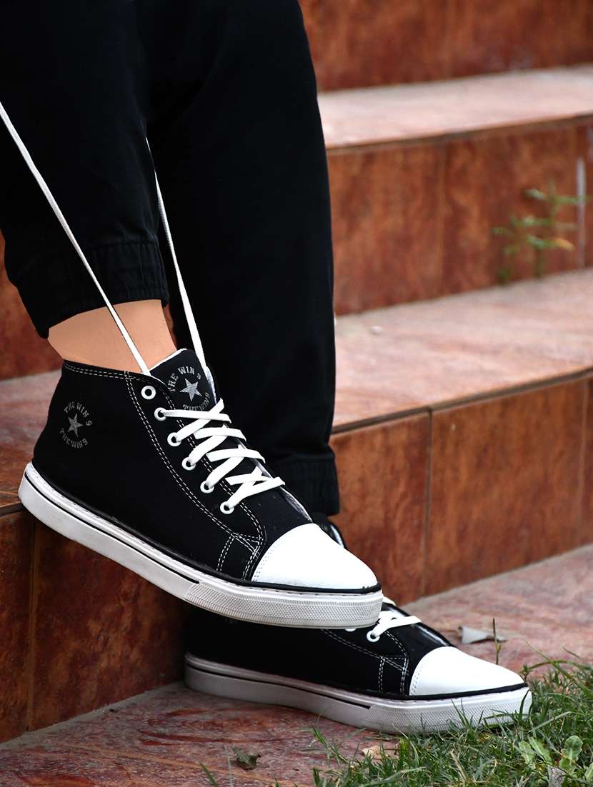 Buy online Black Lace Up Ankle Length Sneaker from Casual Shoes