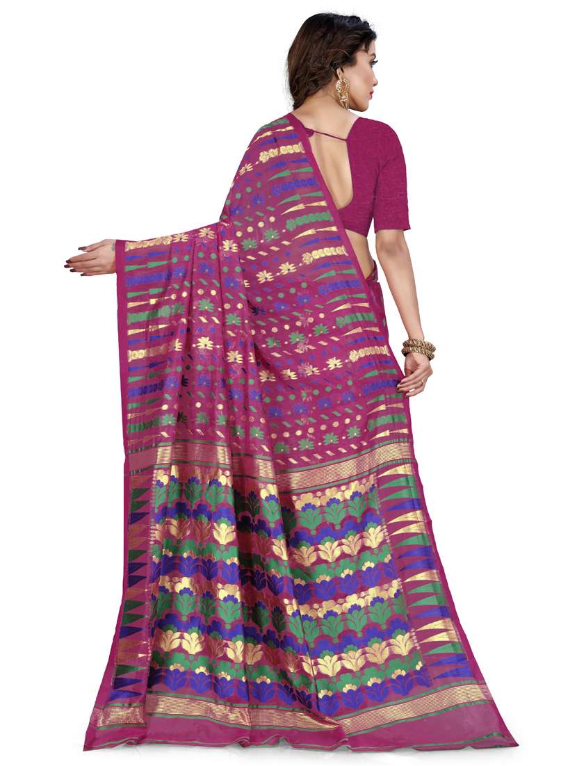 purple self design jamdani saree - 19957534 -  Standard Image - 1