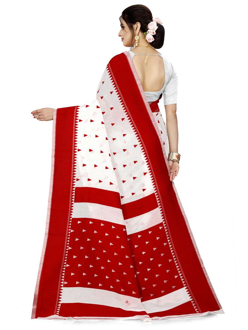 red self design jamdani saree - 19957559 - Standard Image - 1