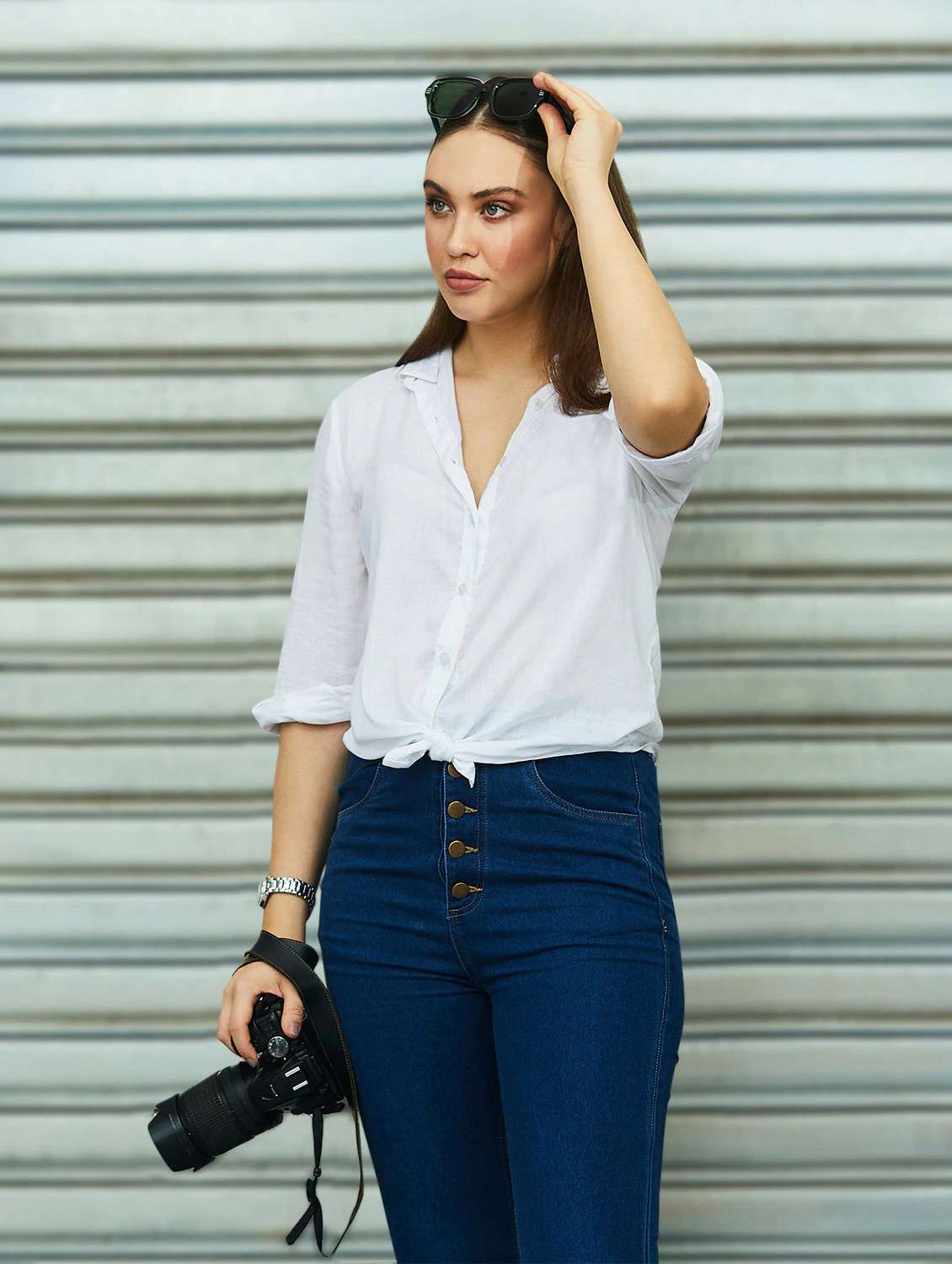 women white solid long sleeves shirt 