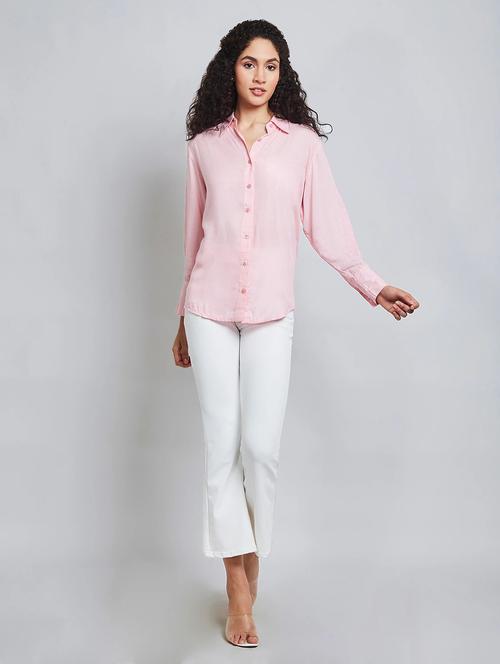 women pink solid long sleeves shirt  - 19957672 -  Standard Image - 0