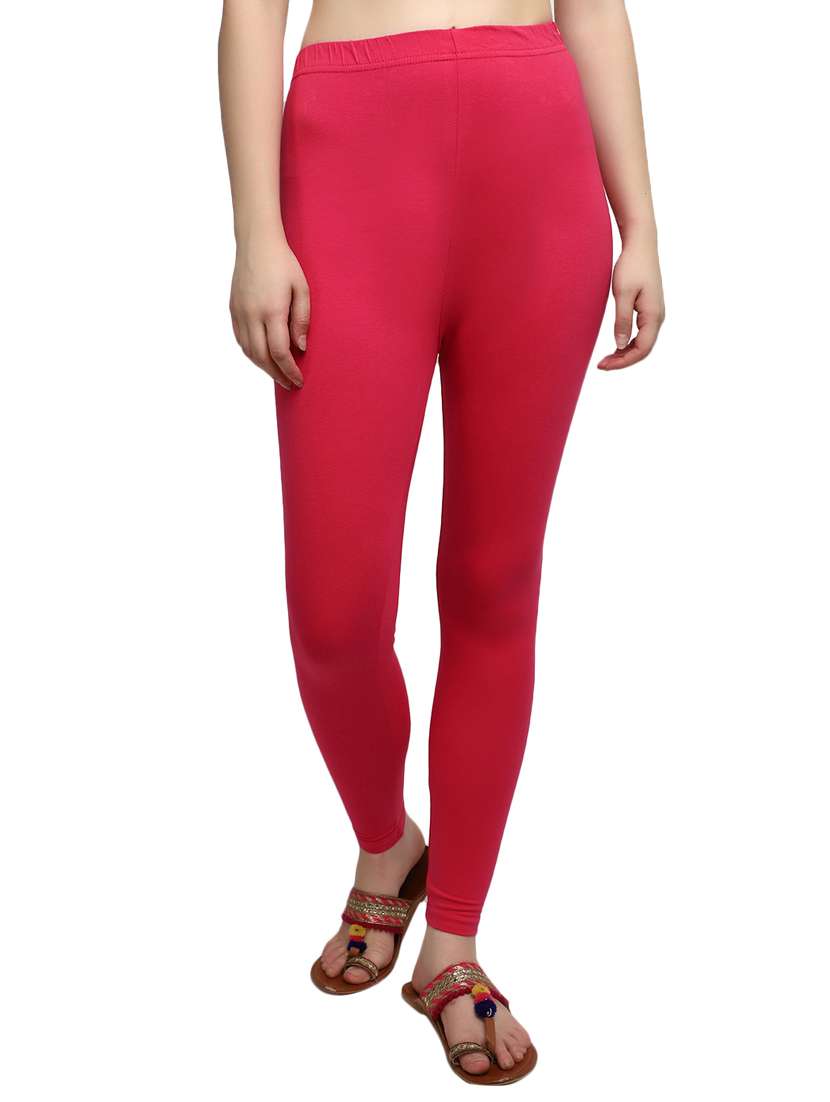 women pink cotton legging