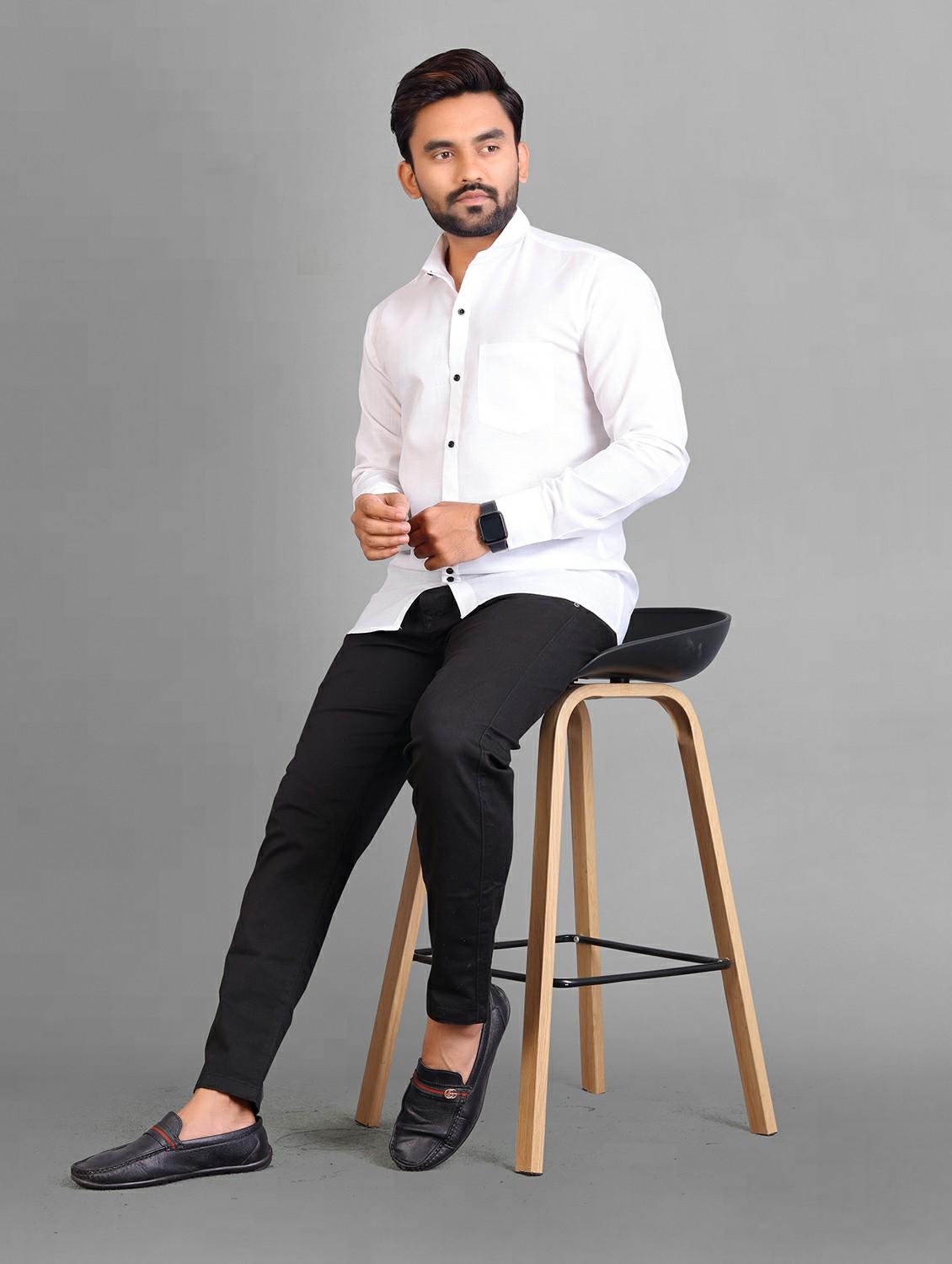 mens solid casual shirt - 19959108 - Standard Image - 4