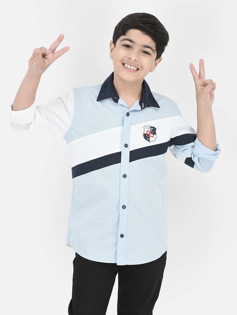 multi colored color blocked long sleeve casual shirt