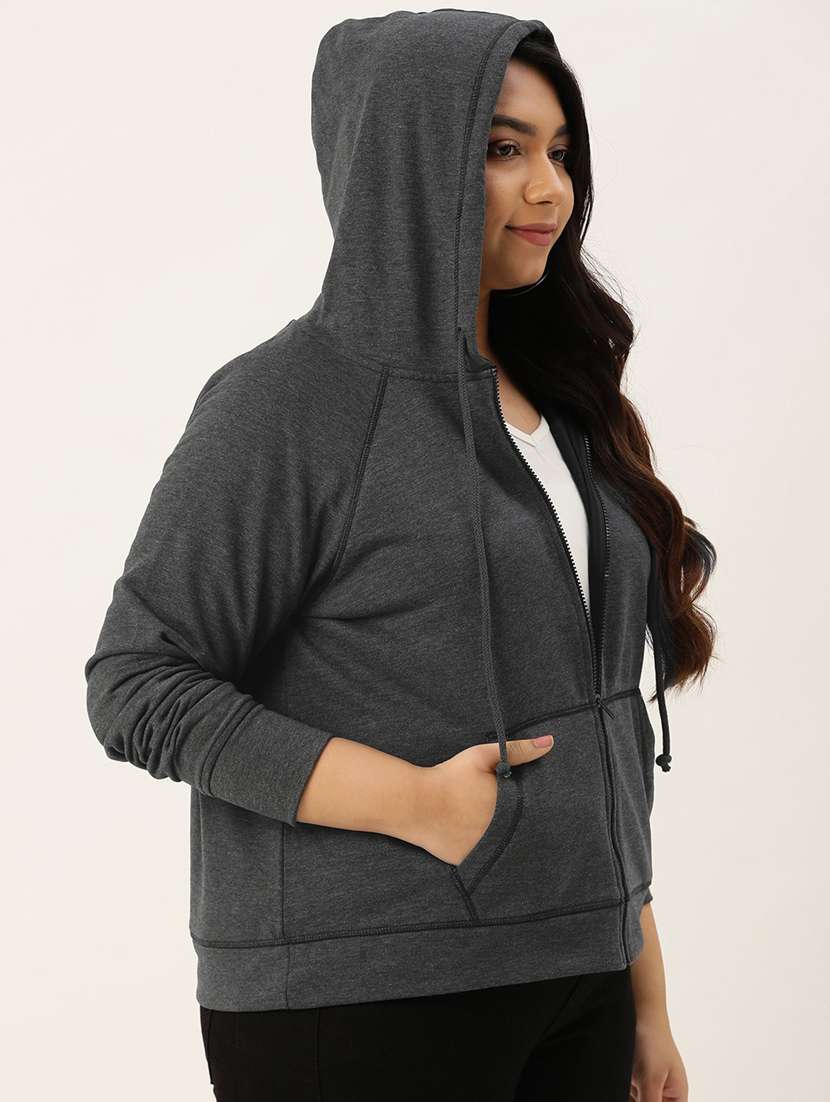 Women Plain Hooded Plus Size Sweatshirt - 19959828 -  Standard Image - 1