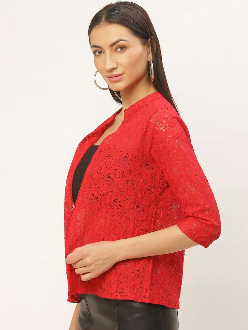 red cotton shrug - 19959876 -  Standard Image - 1