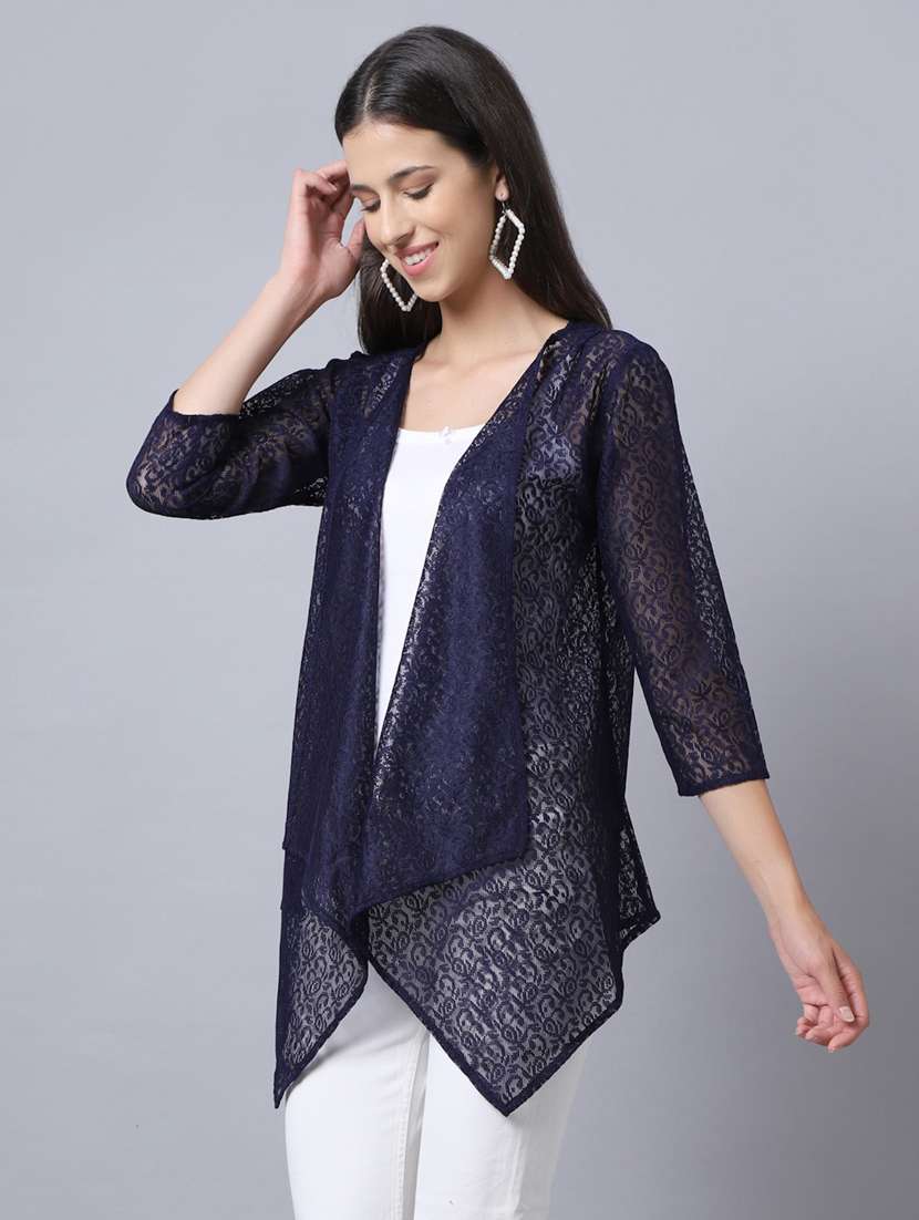 women self design three quarter sleeve shrugs - 19960031 -  Standard Image - 1