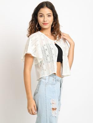 white self design short shrug - 19960080 - Standard Image - 2