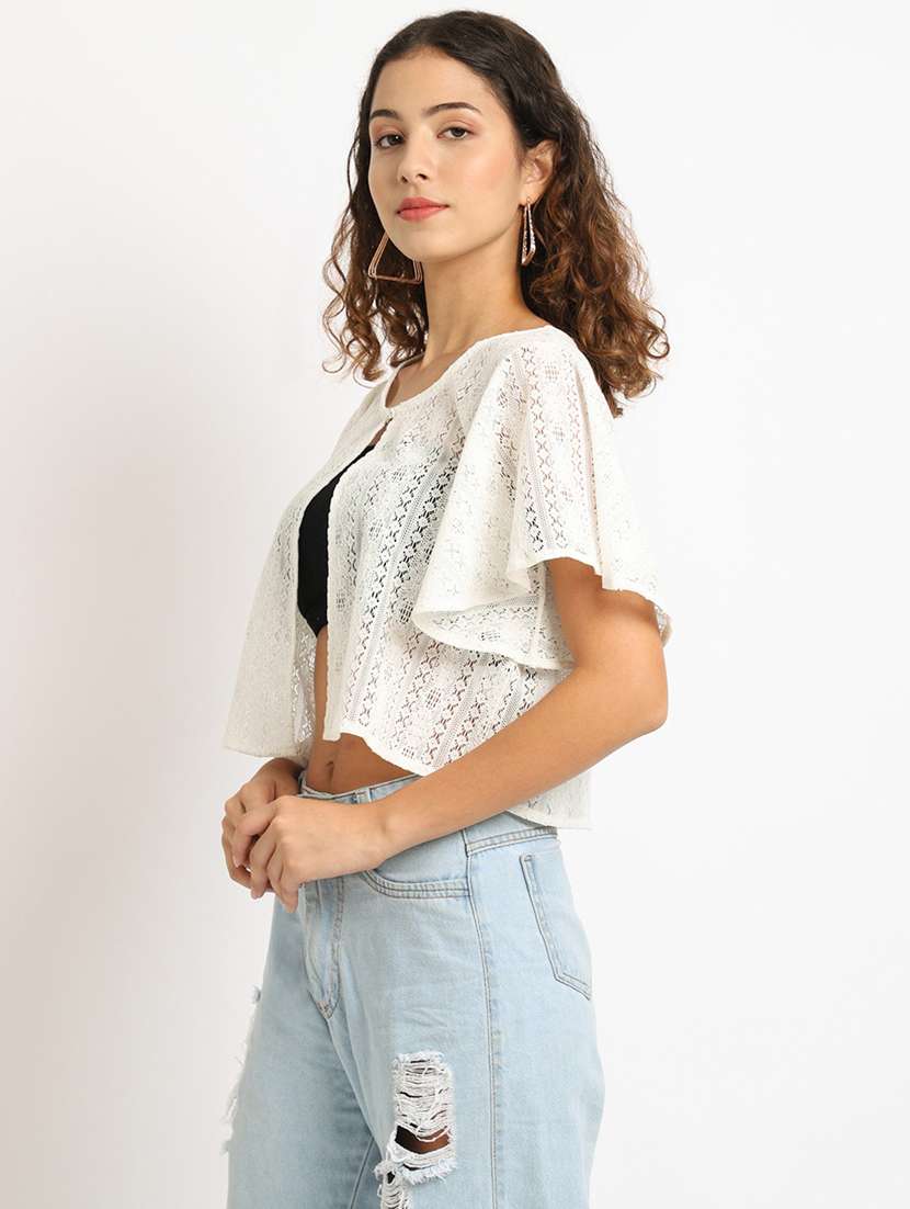 white self design short shrug - 19960080 -  Standard Image - 1