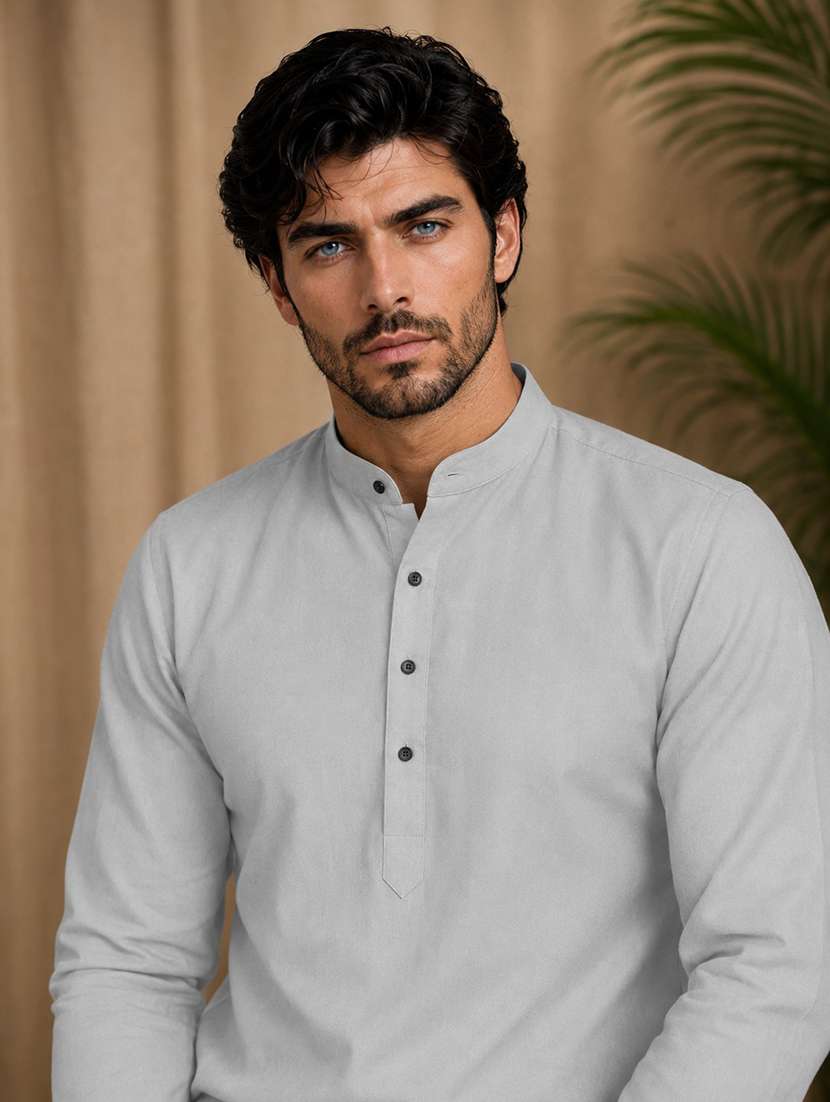 men mandarin neck solid kurta pyjama set  - 19960618 -  Standard Image - 1