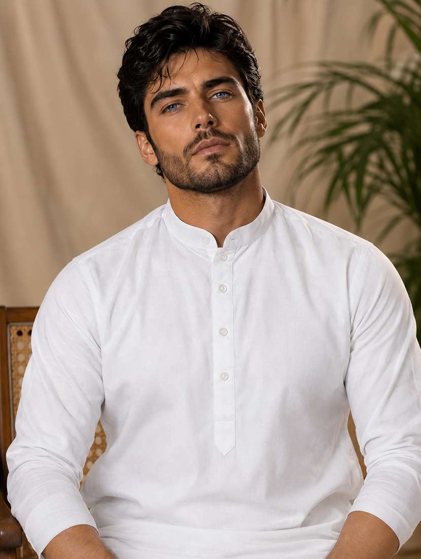 men mandarin neck solid kurta pyjama set  - 19960625 -  Standard Image - 1