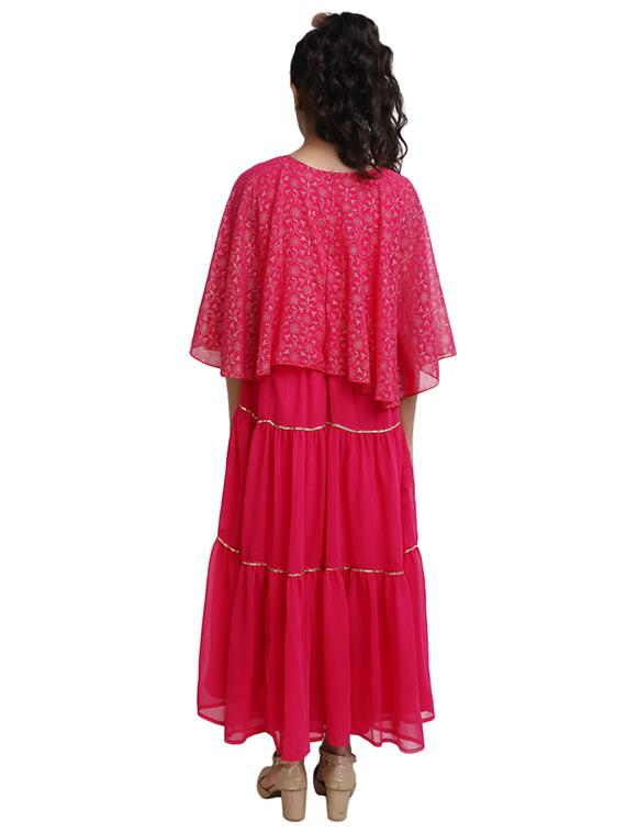 girls round neck cape sleeve frock - 19961326 -  Standard Image - 1