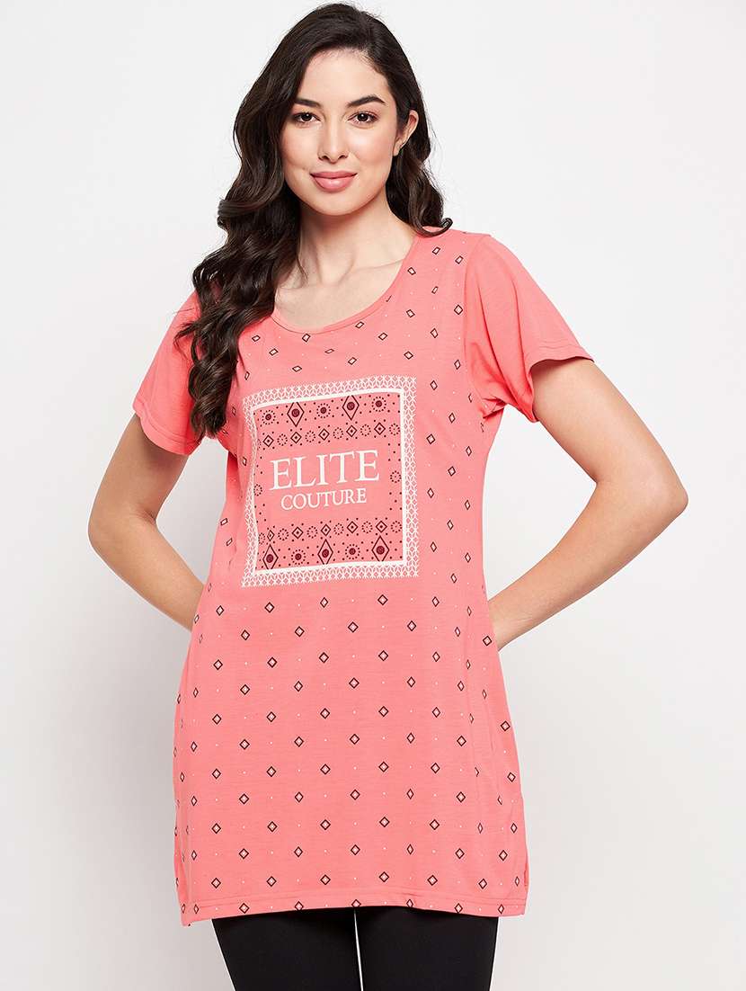 women's front print round neck t-shirt
