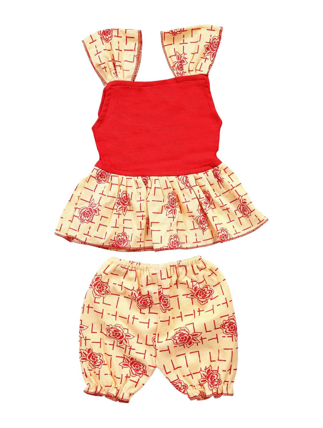 red printed square neck short sets - 19962406 -  Standard Image - 1