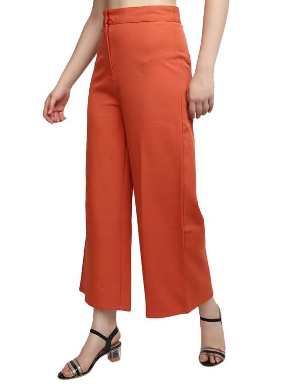 women solid flat front wide leg trouser - 19962721 -  Standard Image - 1