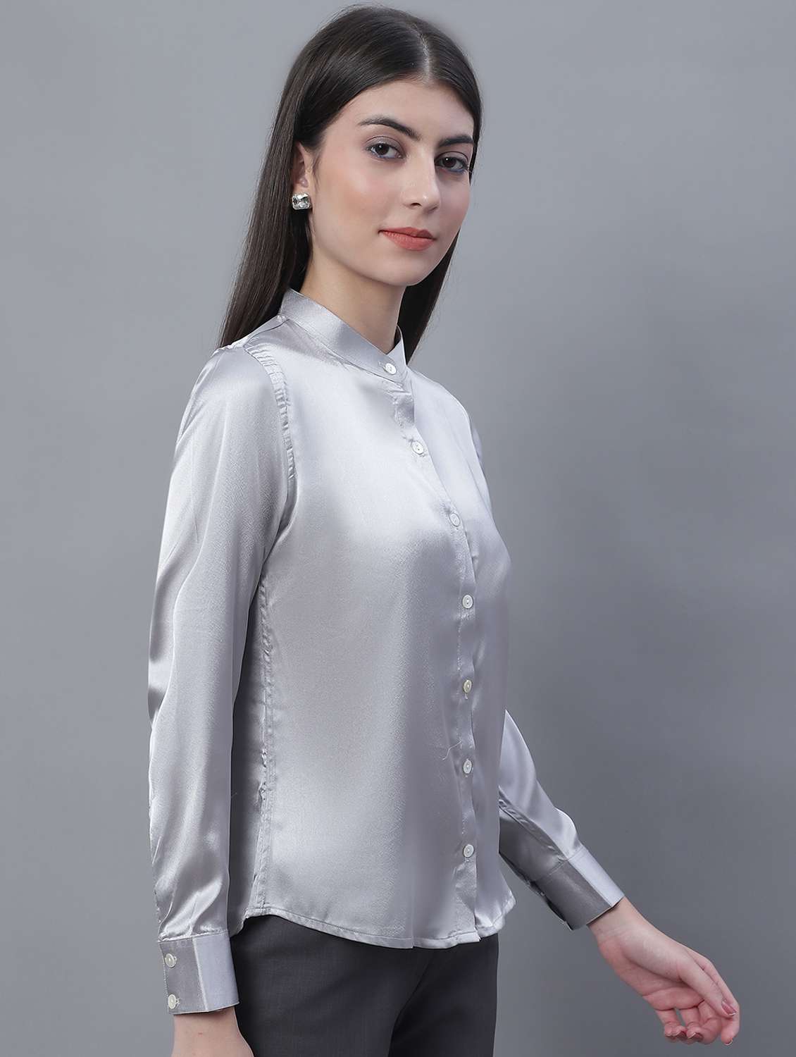 women's straight mandarin neck top - 19962969 -  Standard Image - 1