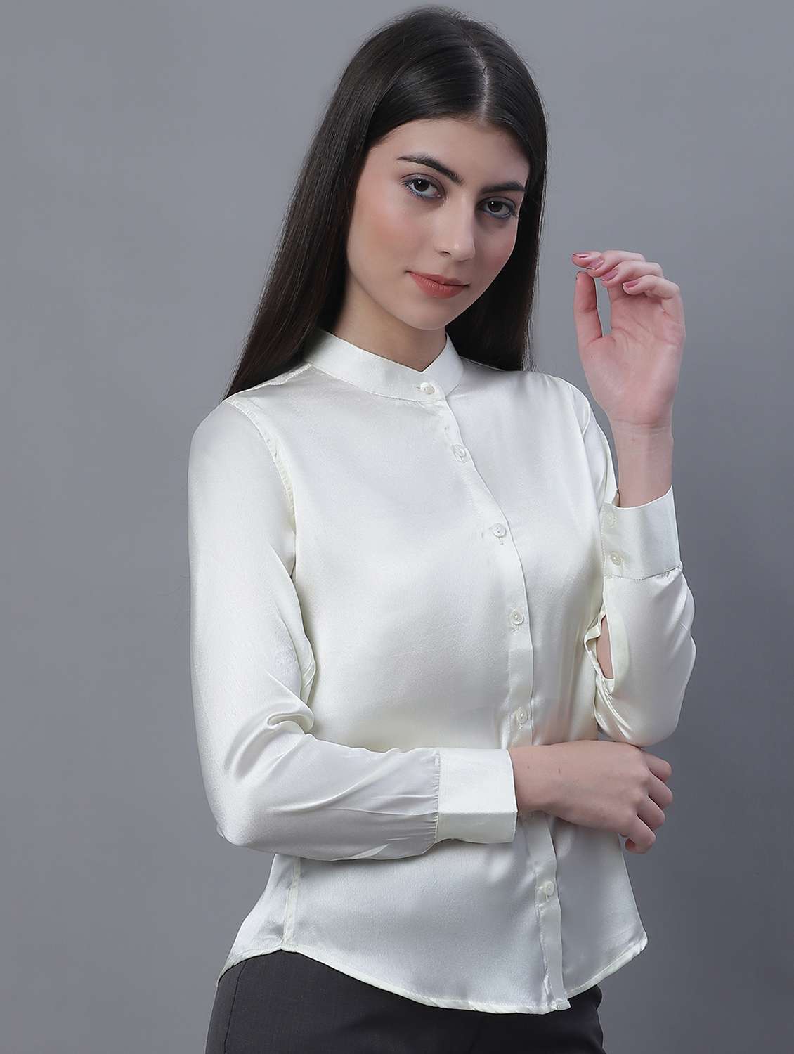 women's straight mandarin neck top - 19962971 -  Standard Image - 1