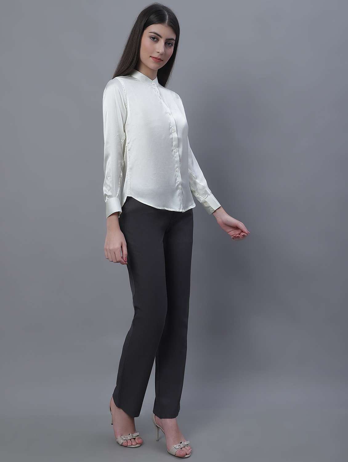 women's straight mandarin neck top - 19962971 -  Standard Image - 4