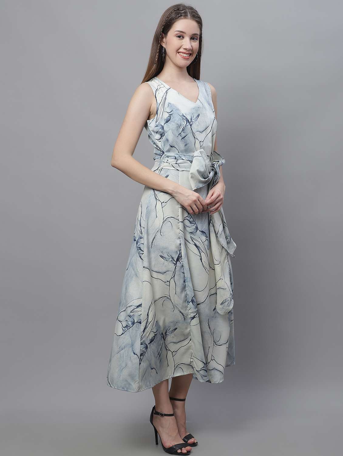 women's fit & flare abstract dress - 19963165 - Standard Image - 1