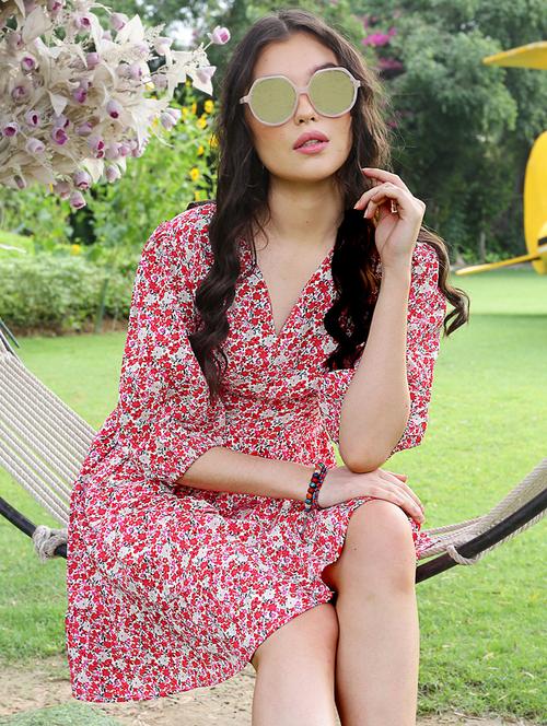 women's fit & flare floral dress - 19963223 - Standard Image - 0