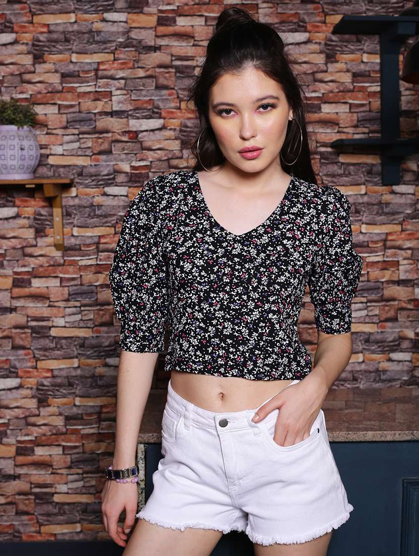 women's crop v neck top - 19963259 - Zoom Image - 0