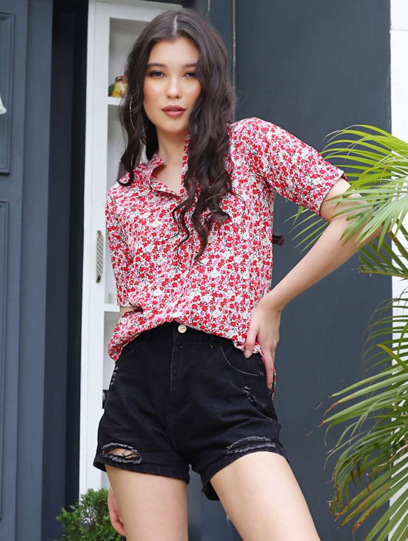 women's straight mandarin neck top