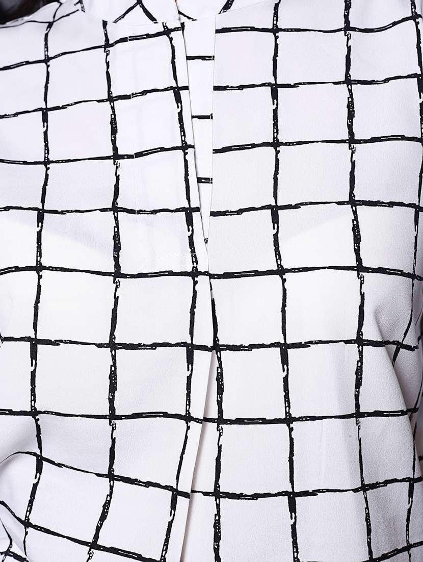 women's high-low mandarin neck top - 19963270 - Standard Image - 4
