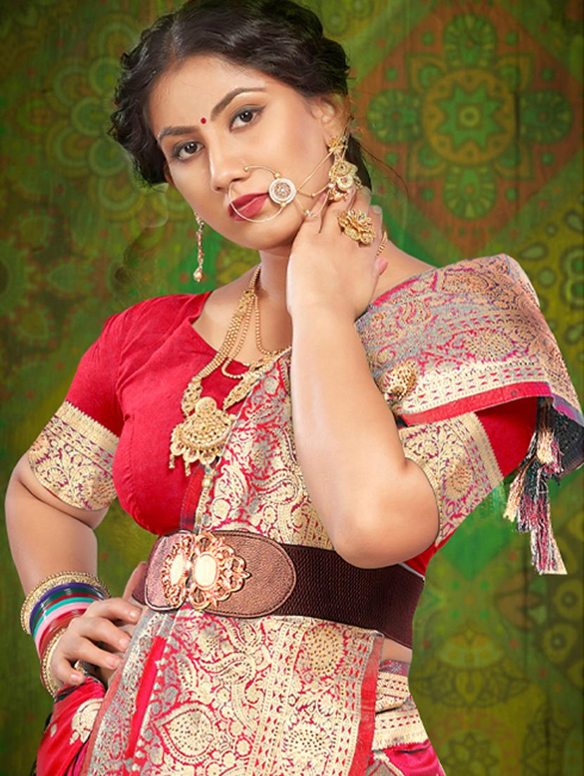 pink silk banarasi saree with blouse - 19963335 -  Standard Image - 1