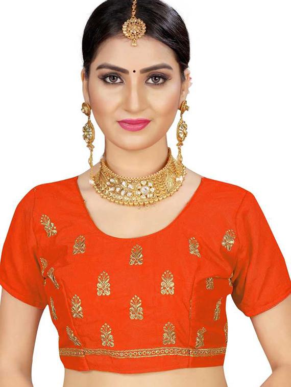 orange embroidered saree with blouse - 19963442 -  Standard Image - 1