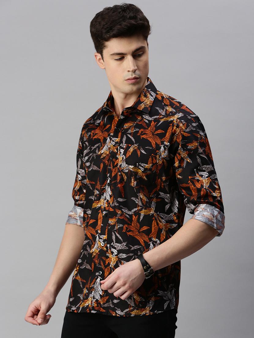 mens leaf print casual shirt - 19963550 -  Standard Image - 1