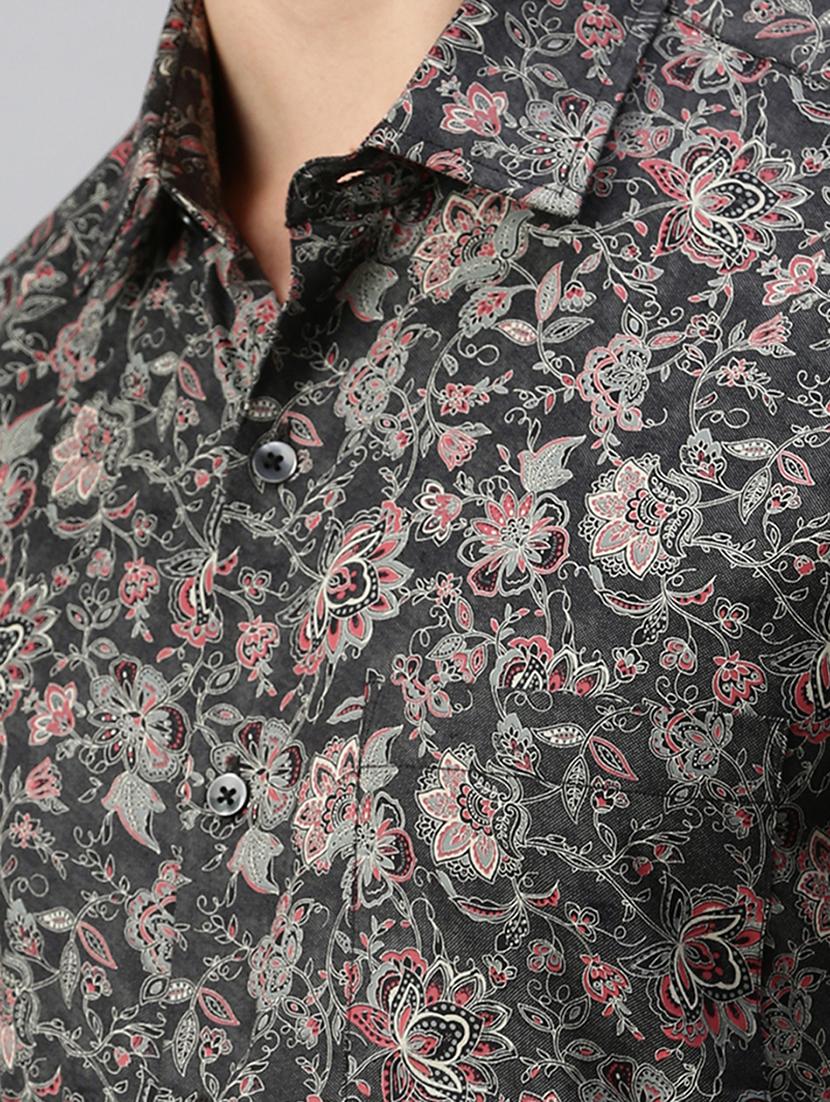 men floral printed long sleeve casual shirt - 19963555 - Standard Image - 4